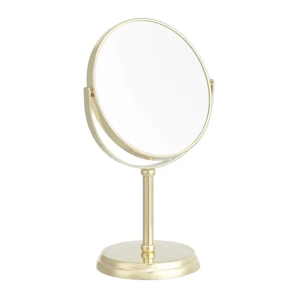 Amazon Basics Tabletop Mount Vanity Round Mirror, 1X/5X Magnification, Iron, 7.2