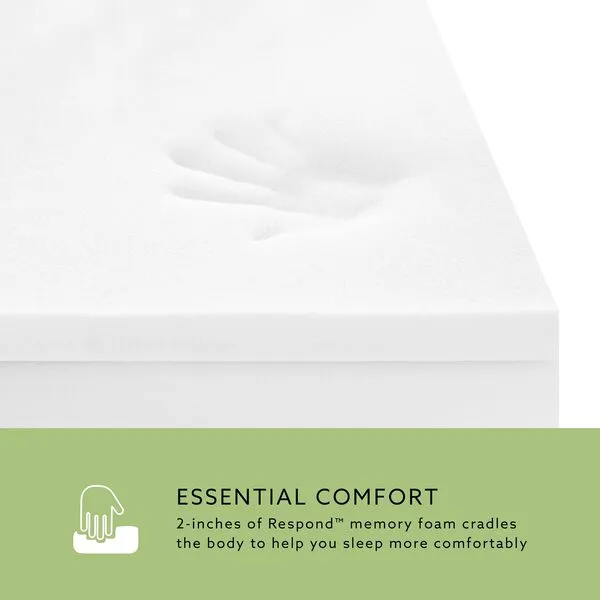 BioPEDIC 2-Inch Full Size Mattress Topper, Essential Medium Plush Memory Foam Mattress Topper, CertiPUR-US Certified, White, Full Size (75