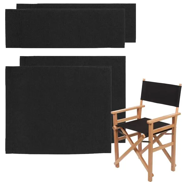 Upone 2 Set (4pcs) Directors Chair Canvas Replacement Covers Kit for Directors Chairs,Movie Chair Replacement Canvas Oxford Cloth Cover for Home Director Chair Large Size(Black)