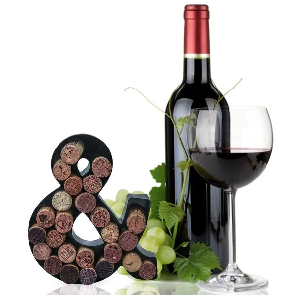 Made Easy Kit Metal Letter Wine Cork Keepsake Saver & Holder Monogram w/Free Wall Mount Kit A-Z (Symbol &, Small)