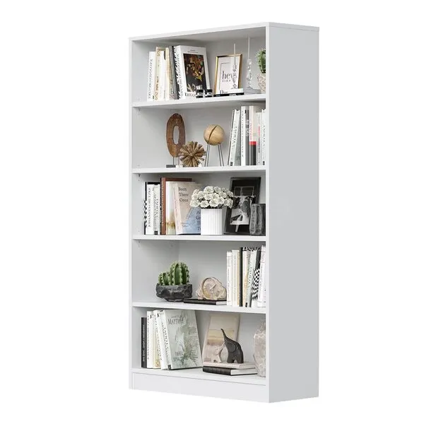 Wood Bookcase 5-Shelf Freestanding Display Wooden Bookshelf for Home Office School (11.6