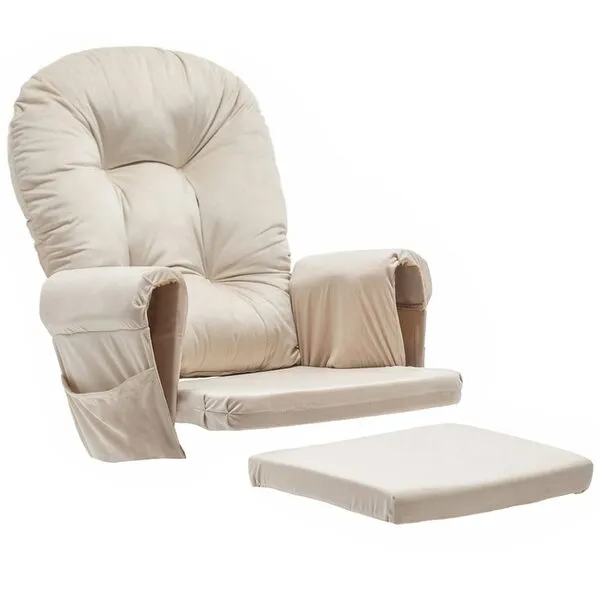 Paddie Glider Rocker Replacement Cushions Velvet with Storage, Rocking Chair Cushion Set with Ties, 5PCS, Beige