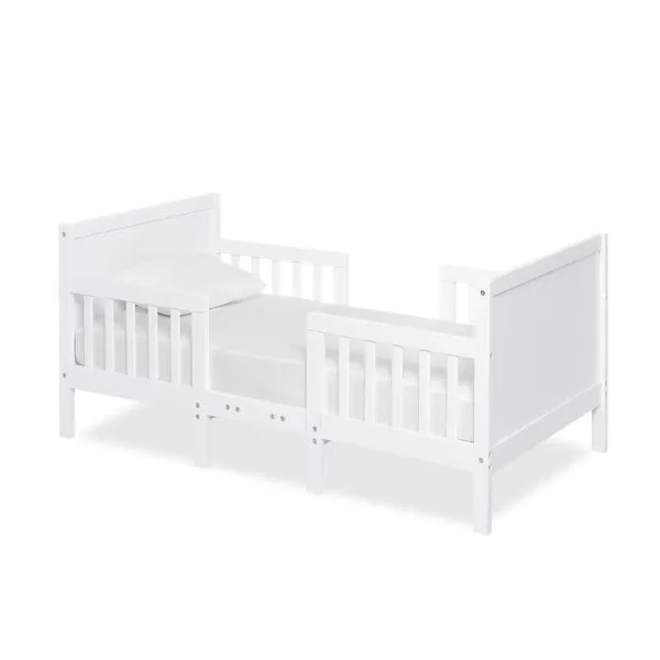 Dream On Me Hudson 3 In 1 Convertible Toddler Bed In White, Greenguard Gold Certified, JPMA Certified, Non Toxic Finishes, Made of Sustainable New Zealand Pinewood