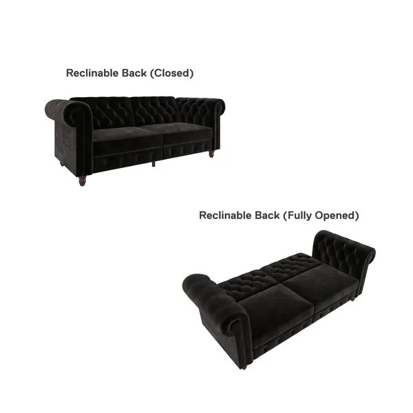 DHP Felix Chesterfield Sofa Futon, Multi-Position Design, Black