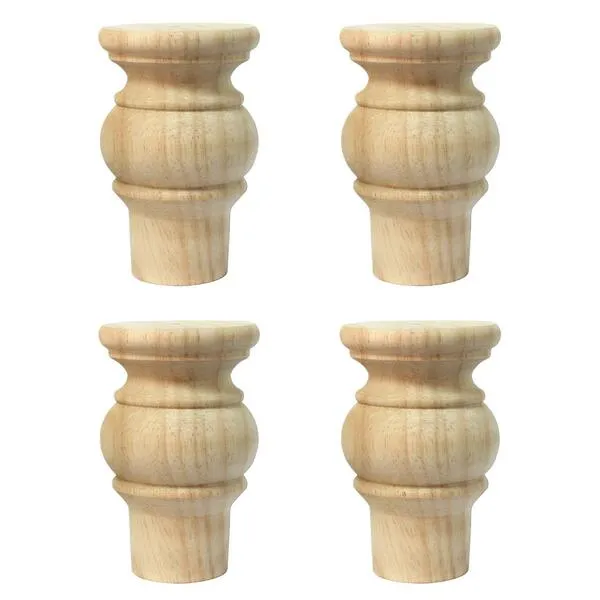 WEICHUAN Solid Wood Furniture Legs Bun Feet Replacement Sofa Couch Chair Ottoman Loveseat Coffee Table Cabinet TV Stand Dresser Wood Legs Set of 4 (4\