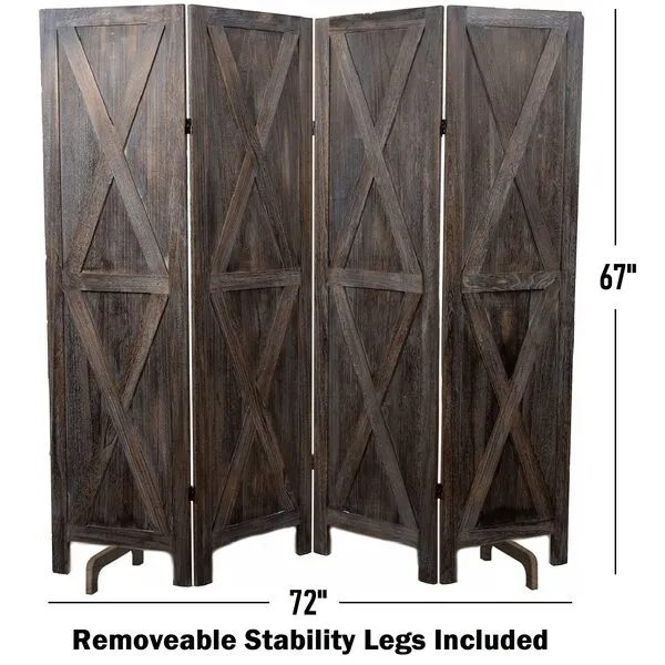 Premium Home Room Divider and Folding Privacy Screens for Partition, Wall dividers, Room Separator, Temporary Wall, Rustic Barnwood (Barnwood X)