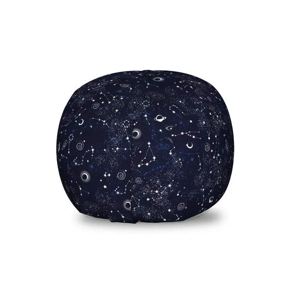 Ambesonne Blue Sky Storage Toy Bag Chair, Repeating Stars Constellation Galaxy Theme Science Outer Space Print, Stuffed Animal Organizer Washable Bag, Small Size, Night Blue