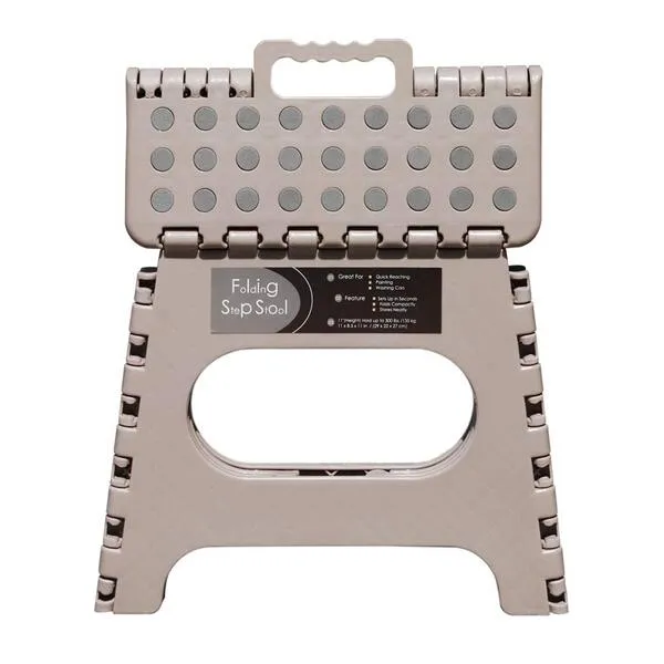 Non-Slip Folding Step Stool, Sturdy Safe Enough - Holds up to 300 Lb - 11 inch Footstool for Adults or Kids, Folding Ladder Storage/Opens Easy, for Kitchen,Toilet,Camping (Light Tan, 11\'\')