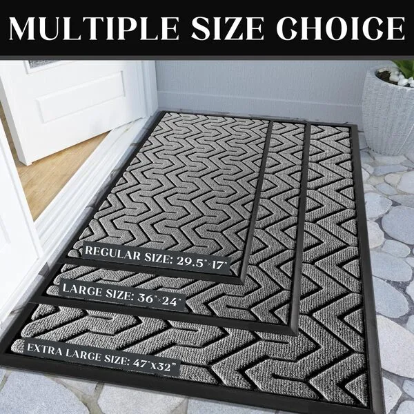 Yimobra Door Mat, All-Season Outdoor Indoor Sturdy Doormat for Home Entrance Floor, Heavy Duty Non Slip Front Door Mats Outdoor, Easy to Clean, Garage and Garden, 29.5 x 17 Inch, Grey