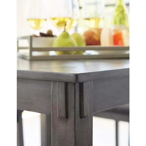 Signature Design by Ashley Bridson 5 Piece Counter Height Dining Room Set, Includes Table & 4 Bar Stools, Gray