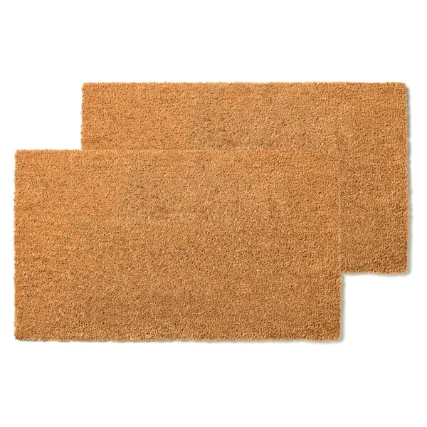 IRONGATE Coco Coir Door Mat - 2 Pack Non Slip Heavy Duty Back Coir Door Mat - Dirt Trapping Welcome Mat - Easy Clean Durable Indoor Outdoor Doormat - Front Door Porch Blank Door Mat - 17x30 - Natural