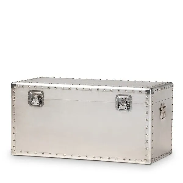 Baxton Studio Serge Silver Metal Storage Trunk