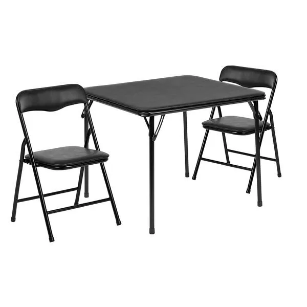 Flash Furniture Kids 3-Piece Folding Square Table and Chairs Set for Daycare and Classrooms, Children\'s Activity Table and Chairs Set, Black