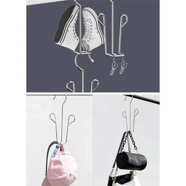 5 Pack Stainless Steel Shoes Hanger Drying Rack for Dehumidifying Hanging Leather Shoes,Double Hook Design Drying Shelf Storage Organizer,Closet Organizer Storage