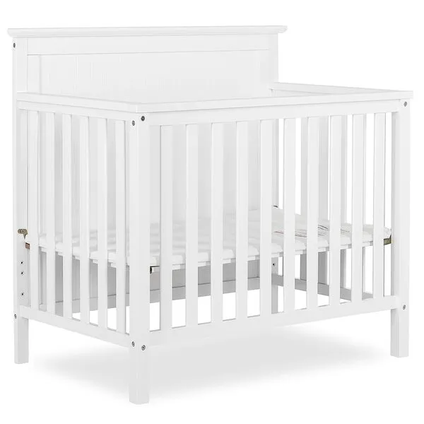 Dream On Me Ava 4-in-1 Convertible Mini Crib in White, Greenguard Gold Certified, Non-Toxic Finish, Comes with 1
