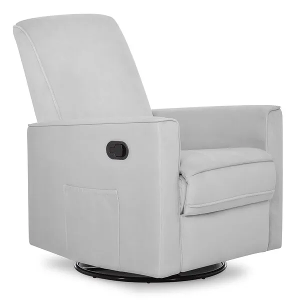 Evolur Raleigh Upholstered Plush Seating Glider Swivel, Recliner, Glider for Nursery in Misty Grey, Greenguard Gold Certified, Modern Nursery Recliner, Environmentally Conscious Glider