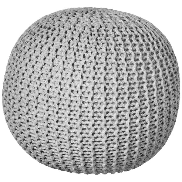 Urban Lifestyle Round Knit Pouf, Light Grey