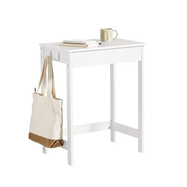 Haotian Computer Desk Workstation Writing Desk Children Teenagers Desk with Drawer and Hooks, White FWT43-W