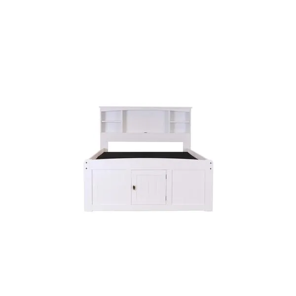 Discovery World Furniture White Full Bookcase Bed with 6 Drawers