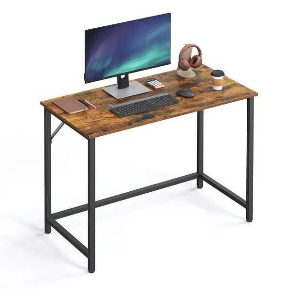 VASAGLE Computer Desk, Gaming Desk, Home Office Desk, for Small Spaces, 19.7 x 39.4 x 29.5 Inches, Industrial Style, Metal Frame, Rustic Brown and Black ULWD41X