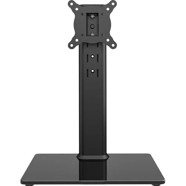 Universal Swivel TV Stand/Base Table Top TV Stand for 13 to 32 inch TVs with 100 Degree Swivel, 4 Level Height Adjustable, Heavy Duty Tempered Glass Base, Holds up to 77lbs, HT07B-001