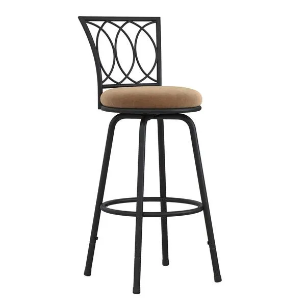 DHP Alfie Upholstered Seat Swivel, Tan Microfiber, Set of 3 Barstool