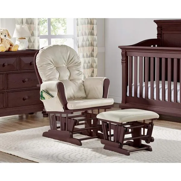 Suite Bebe Mason Glider Rocker with Ottoman, Beige and Espresso