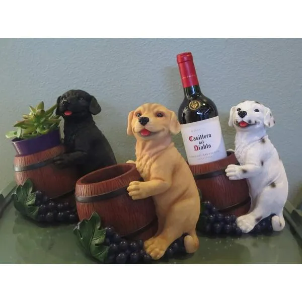 KEDA-GO Decorative Dog Wine Holder, for Dog Loving Wine Drinkers (Black Labrador)