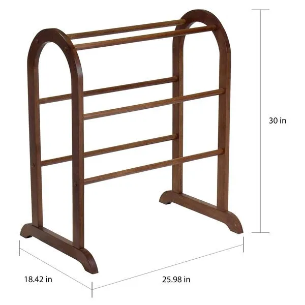 Quilt Rack Brown Transitional Wood Walnut Finish