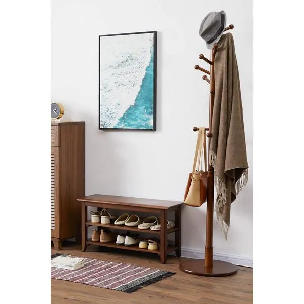 XKZG Storage Bench Wooden Shoe Bench Rustic Solid Wood Entryway Bench (Brown,31.5