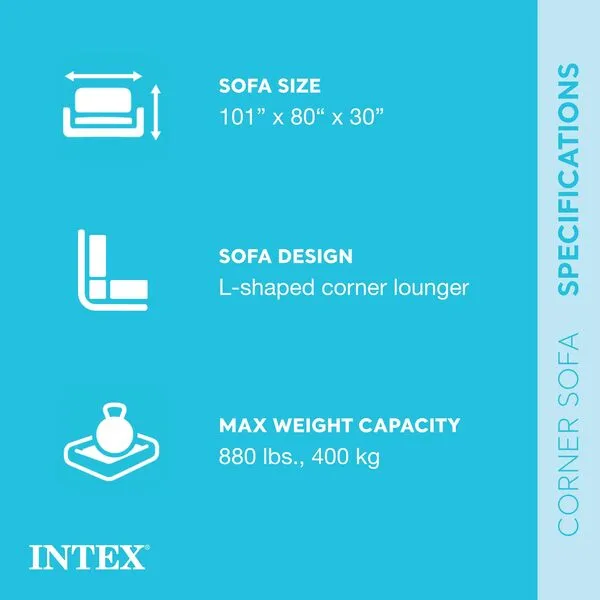 Intex Inflatable 2-n-1 Corner Living Room Sofa with 2 Lounge Chairs and Ottomans