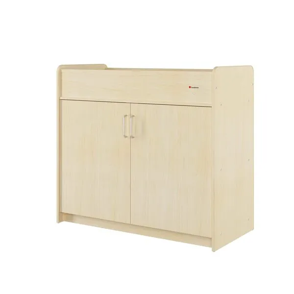 Foundations SafetyCraft Daycare Changing Table - Durable Wood Cabinet with 2 Built-in Shelves - Storage w/Soft Close Hinges, Includes 1\