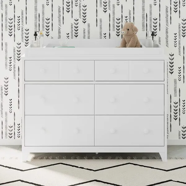 Storkcraft Universal Changer Topper (White) - Transforms Dresser Into Baby Changing Station, Fits Standard Size, 3 Compartments Essentials, Soft Felt Bottom