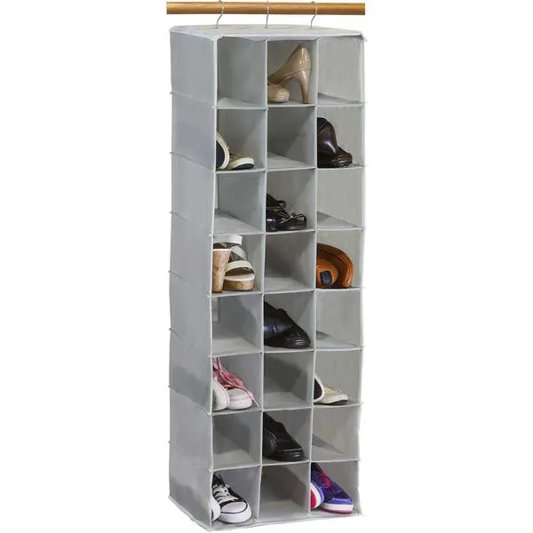 Simple Houseware 24 Section Hanging Shoe Shelves Closet Organizer, Gray
