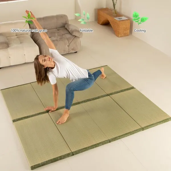 MustMat Tatami Mat Japanese Floor Mattress Traditional Japanese Futon Floor Mattress Rush Grass Foldable Bed 35.4\