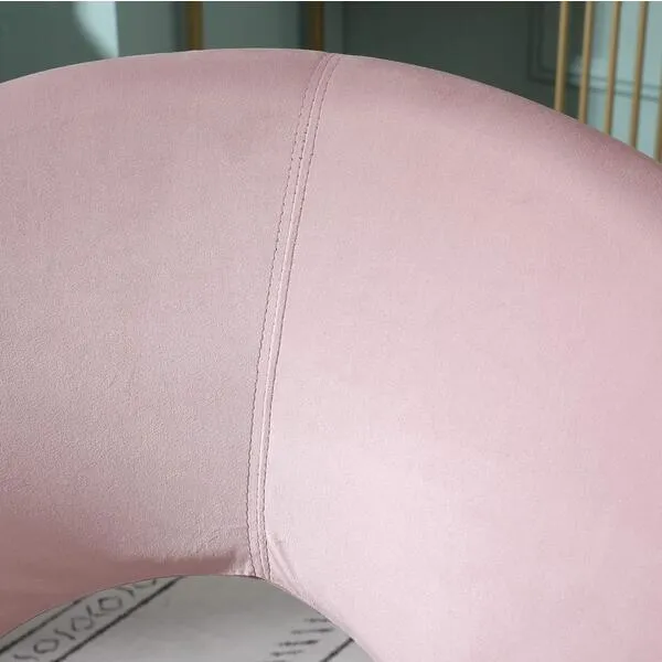 Roundhill Furniture Slatina Silky Velvet Upholstered Accent Chair with Gold Tone Finished Base, 25D x 28W x 31.5H in, Pink