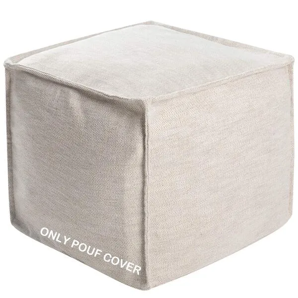 idee-home Unstuffed Pouf Cover, Storage Bean Bag Cubes, Ottoman Pouf Foot Rest Footstool, Solid Square Pouf, 17.7