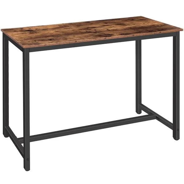HOOBRO Bar Table, Rectangular Pub Table, 47.2” Counter Height Table, High Pub Table, Industrial Bar Height Table, Dining Table for Kitchen, Living Room, Easy to Assemble, Rustic Brown BF50BT01