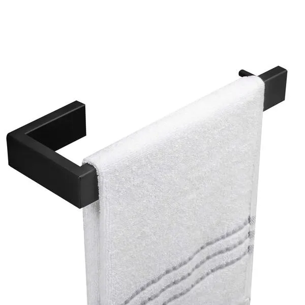 Bathroom Wall Mounted Towel Rail, Pynsseu Matte Black Stainless Steel Towel Rack Holder 1 Pack