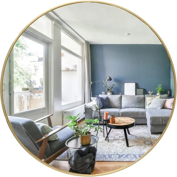 Gold Circle Wall Mirror 36 Inch Round Wall Mirror for Entryways, Washrooms, Living Rooms and More (Gold, 36