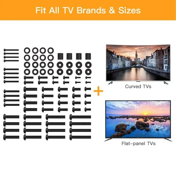 Universal TV Mounting Hardware Kit Fits Most TVs up to 80 inches, VESA Wall Mount M4, M5, M6, M8 Screws, Spacers and Washers, Works with Most TV/Monitor Mounts, PGUHP2, Black