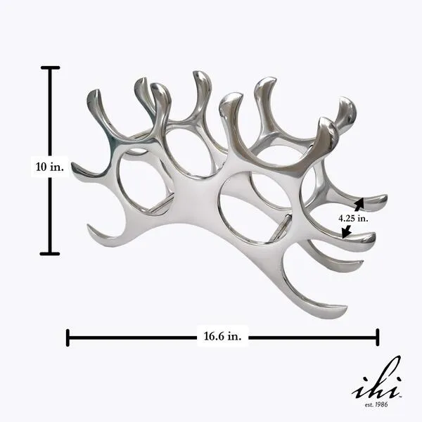 IHI EST. 1986 India Handicrafts 8809 9-Bottle Silver Tone 16.6 x 10 Inch Aluminum Tabletop Wine Rack Stand