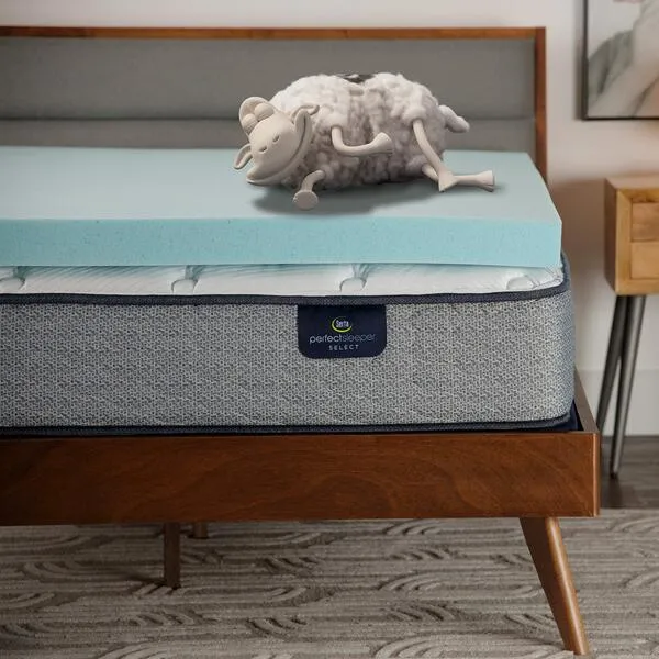 Serta ThermaGel Cooling, Pressure-Relieving Memory Foam Mattress Topper, 3 Inch, King,Blue