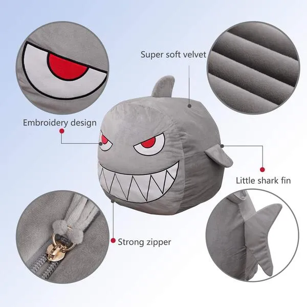 Shark Stuffed Animal Toy Storage Boys Bean Bag Chair Cover Velvet Extra Soft Large Size Storage Stuff Organization Replace Mesh Toy Hammock for Kids Toys Blankets Towels Clothes Household Supplies