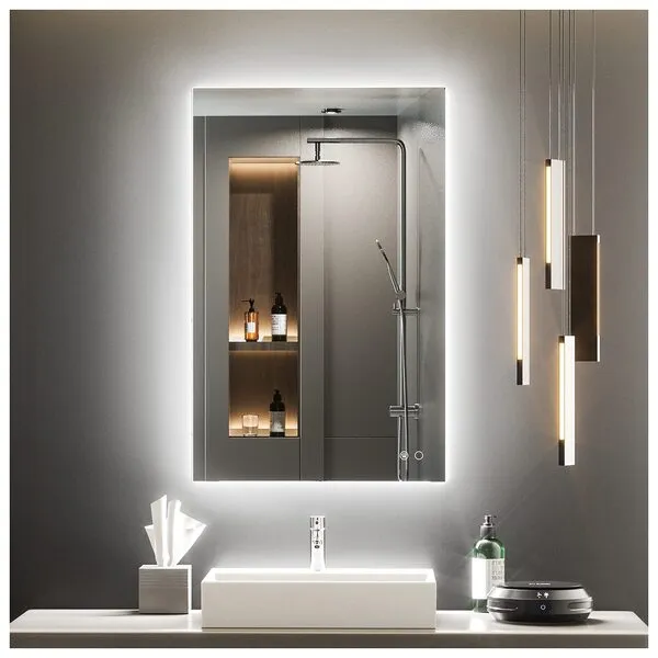 Keonjinn LED Bathroom Mirror, 24 x 36 Inch LED Mirror Lighted Bathroom Mirror, Anti Fog Acrylic Backlit Vanity Mirror with Lights, IP54 Waterproof CRI90+ Dimmable Makeup Mirror(Horizontal/Vertical)