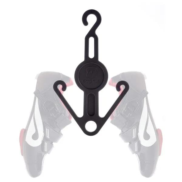 Willa Flare Shoe Hanging Hooks - Space-Saving Hanging Storage for Peloton Shoes, Sandals, Sneakers - Plastic Holder for Stationary Exercise Bikes - Organizer Hanger Cycling Accessories - Black