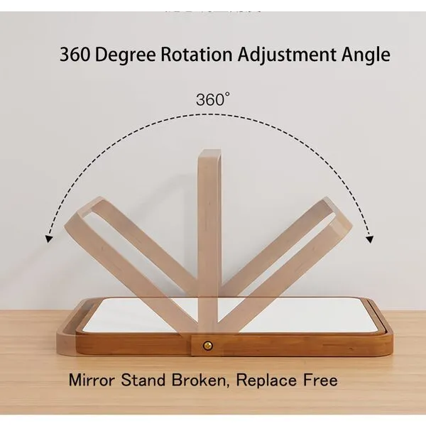 ZOROSY Desk Makeup Mirrors with Wood - Rectangle Wall-Mounted Mirrors Table Mirrors for Living Room Bedroom Birthday Gifts