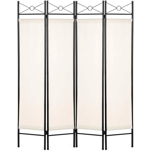 Best Choice Products 6ft 4-Panel Folding Privacy Screen Room Divider Multipurpose Decoration Accent for Bedroom, Bathroom, Office, Salon, Shade w/Steel Frame, Lightweight Design - White