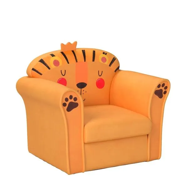 Costzon Kids Couch, Children's Sofa Armrest Chair with Pattern, Toddler Furniture w/Sturdy Wood Construction, Preschool, Lightweight Kids Couch Sofa Chair for Aged 1-5 Boys & Girls Gifts, Lion