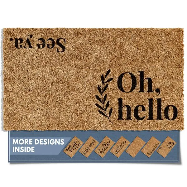 Barnyard Designs Doormat Welcome Mat for Outdoors, Large Front Door Entrance Mat, 30x17, Brown (Oh Hello)